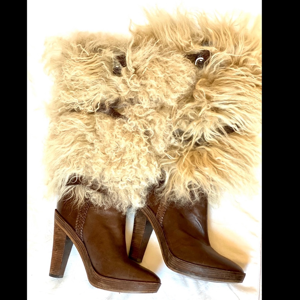 EUC Cole Haan G Series Leather& Fur Boots Size 7.5